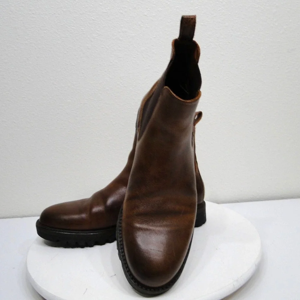 Patina AP Chelsea Boots Highland Brown Leather Lug Sole Mens 9.5 BMCHLHBR95E